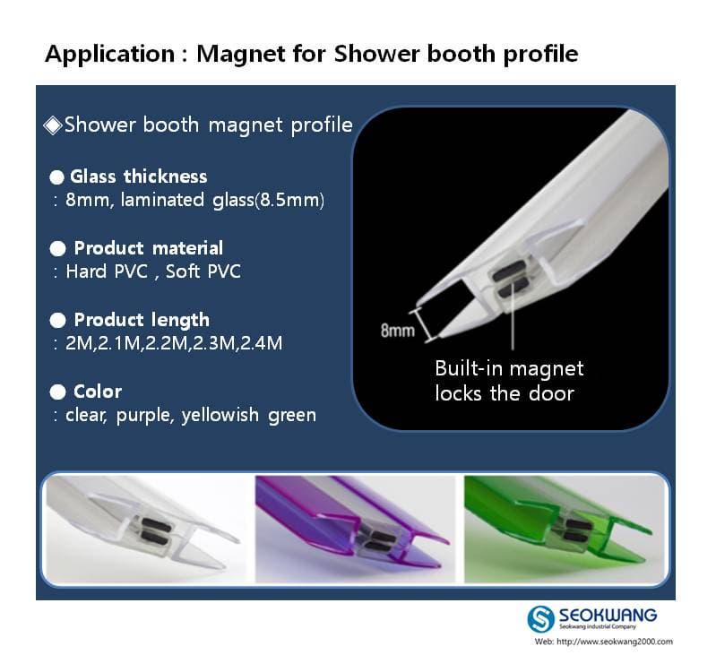 rubber magnet strip for shower booth door gasket